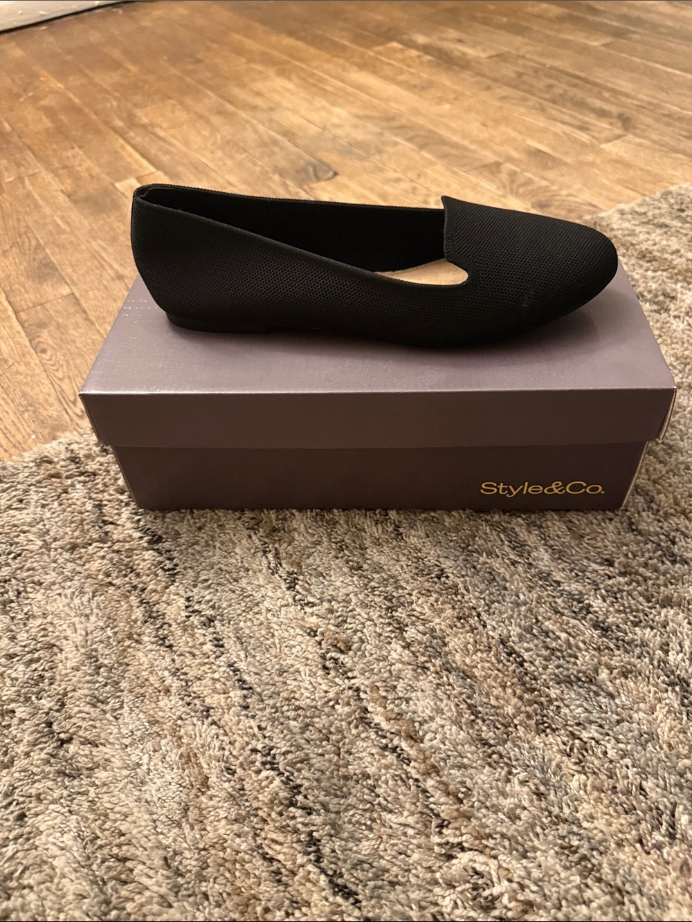 Style & Co. Black Slip-On Textured Ballet Flat